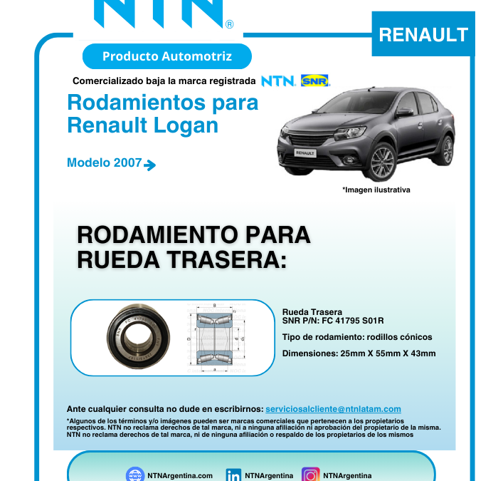 Rodamientos NTN-SNR para Renault Logan
