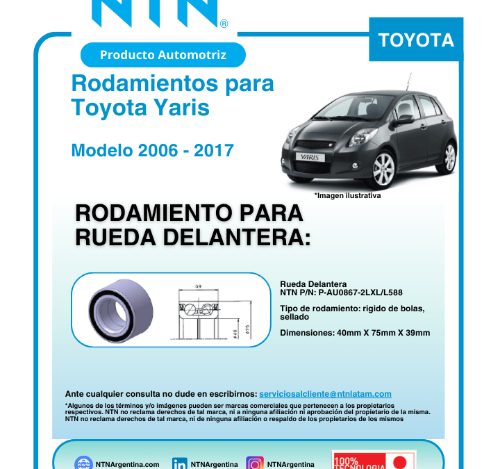 Rodamientos NTN para Toyota Yaris