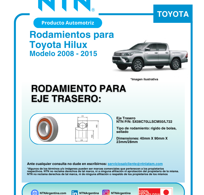 Rodamientos NTN para Toyota Hilux